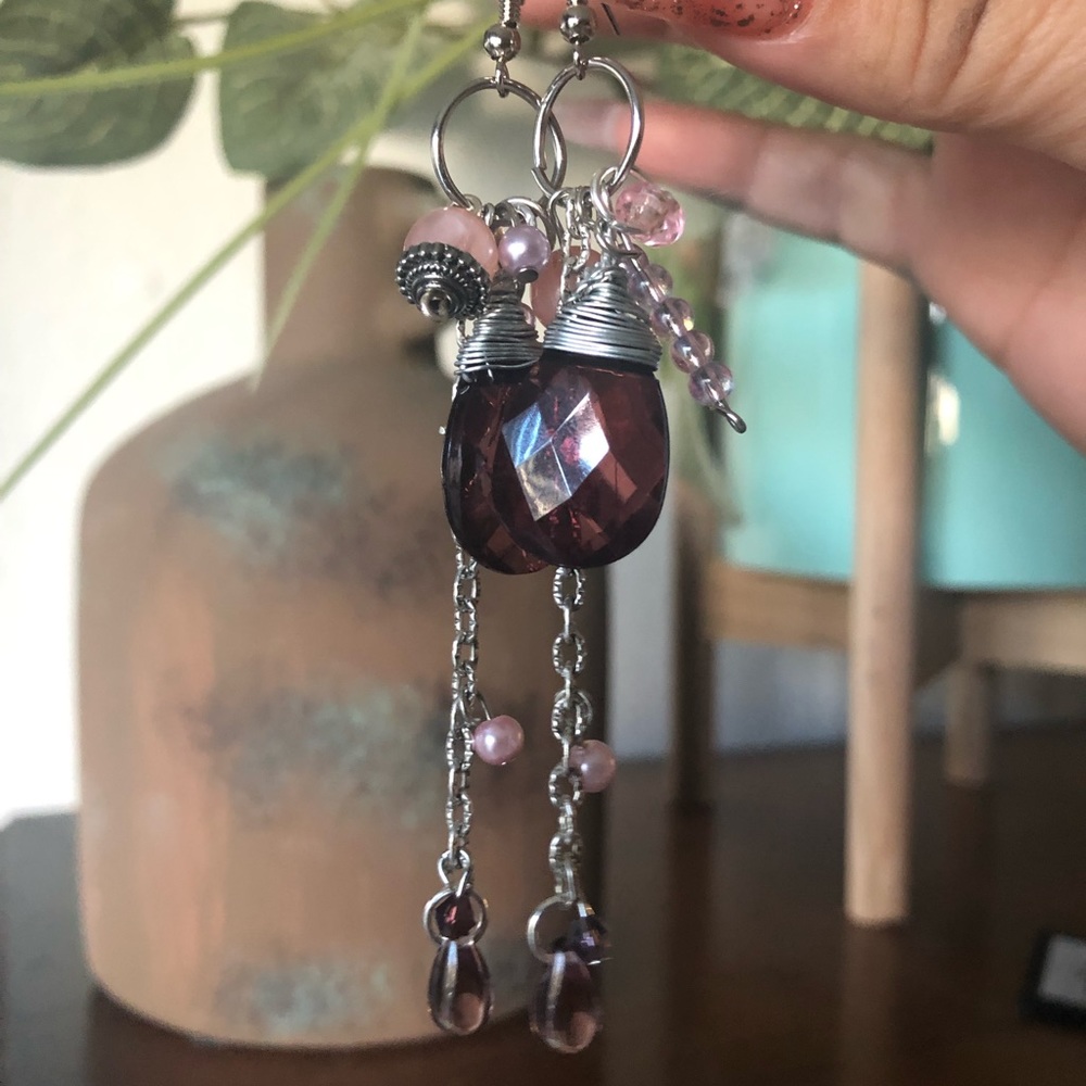Purple and Pink Chandelier Earrings